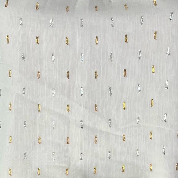 New ModCloth Illuminated Elegance Ivory Metallic Chiffon Maxi Dress - Picture 9 of 12